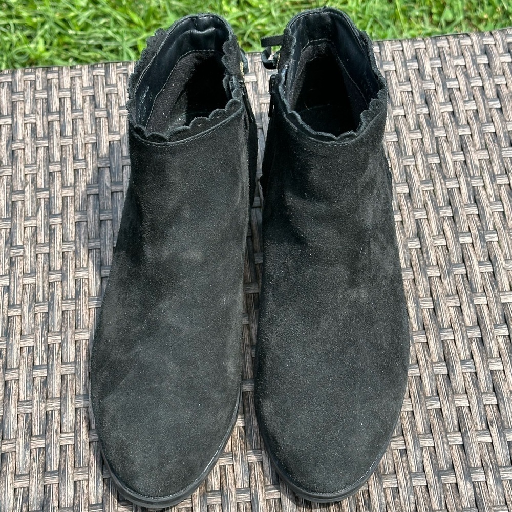 Jack Rogers Black Suede Ankle Booties ✨Scalloped Edge